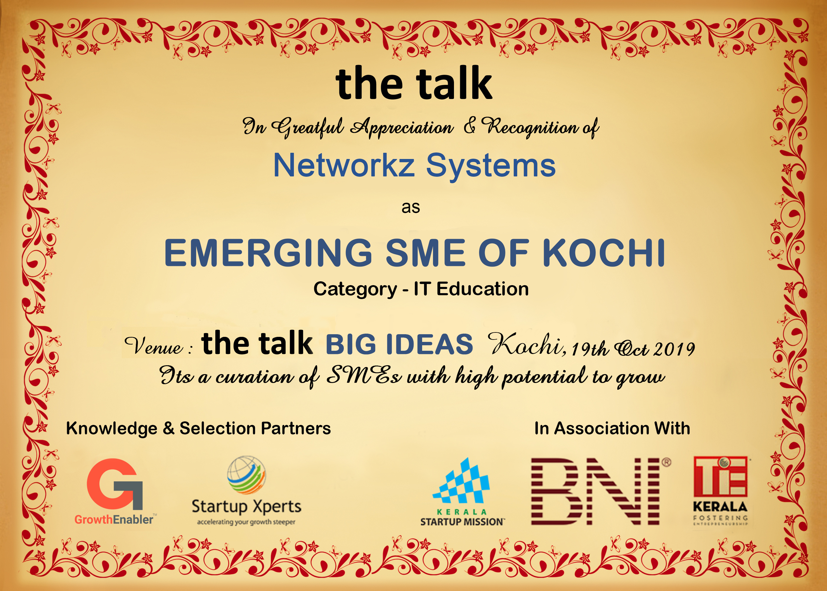 the talk - Big Ideas To Scale SME's And Startups The Westin, Hyderabad - 06th March 2019